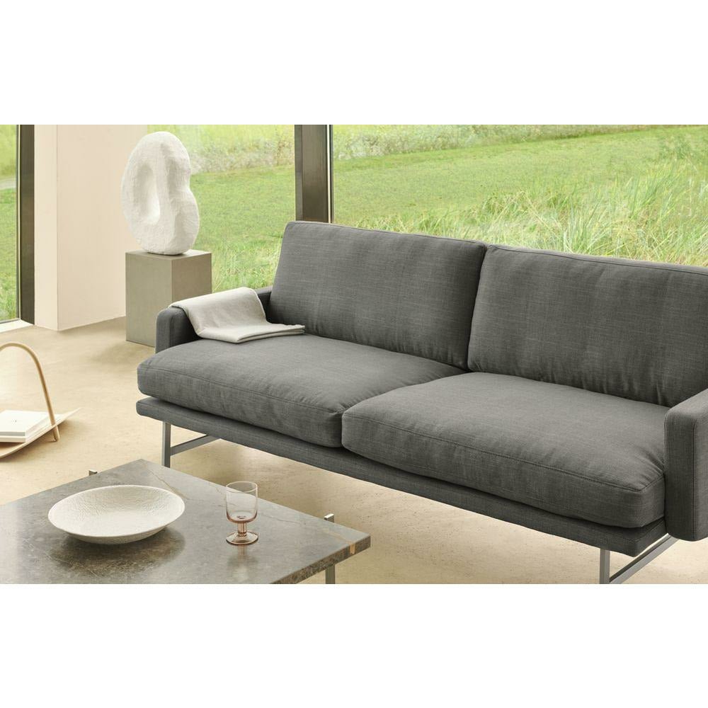 Fritz Hansen Lissoni Sofa Leder 2 Sitzer, schwarz/hellgrau essentiell