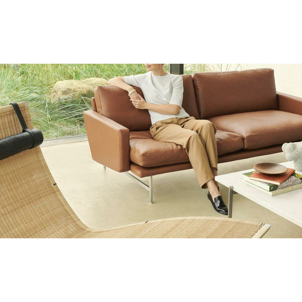 Fritz Hansen Lissoni Sofa læder 2 sæder, varm grafit/brun Grace Walnut