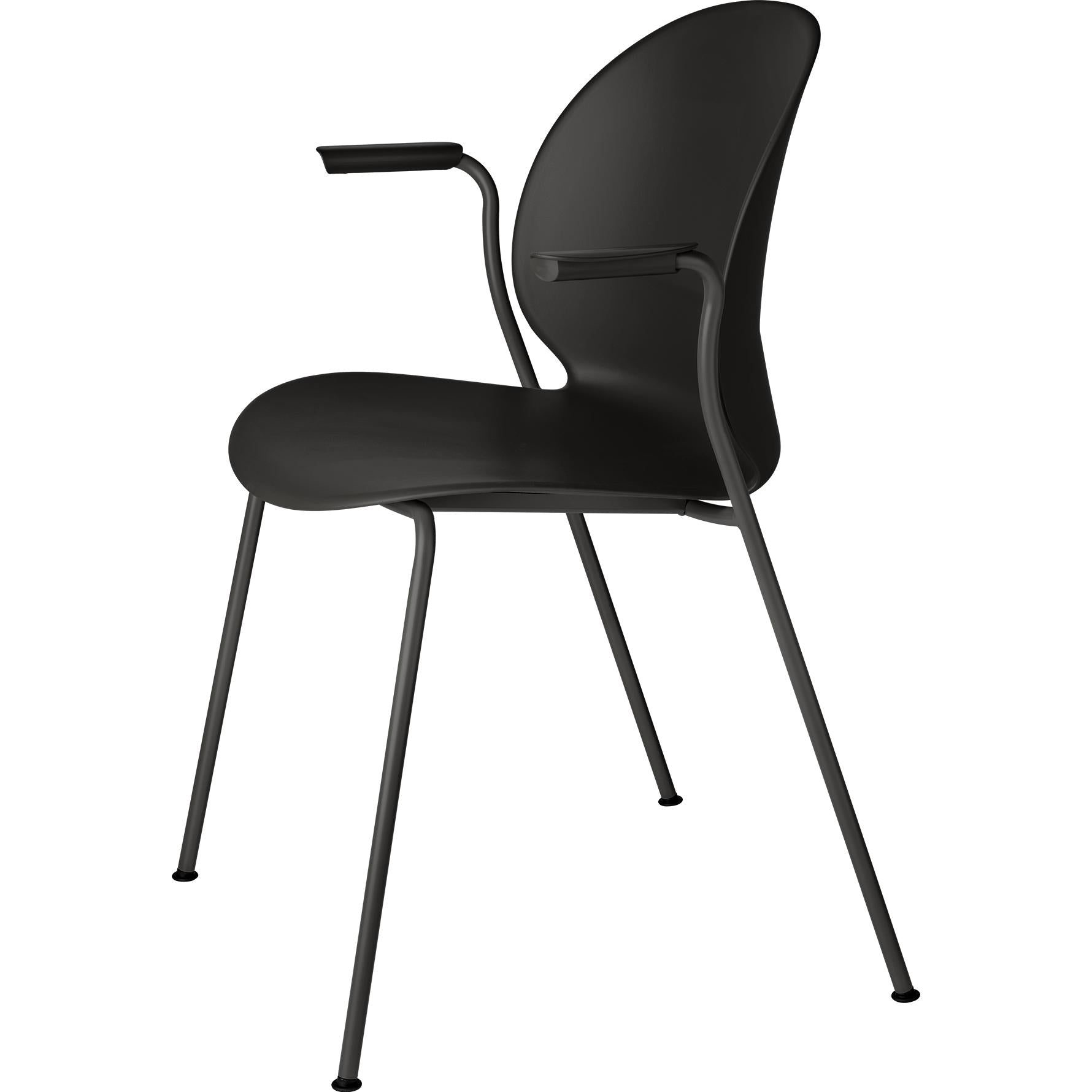 Fritz Hansen N02 Chaise de recyclage avec accoudoir monochrome 4 à pattes, noir