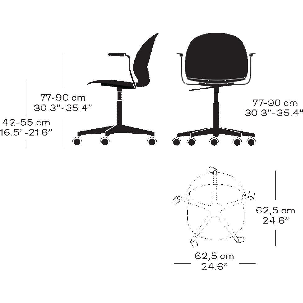 Fritz Hansen N02 Recycle drejelig lænestol, sort/poleret aluminium