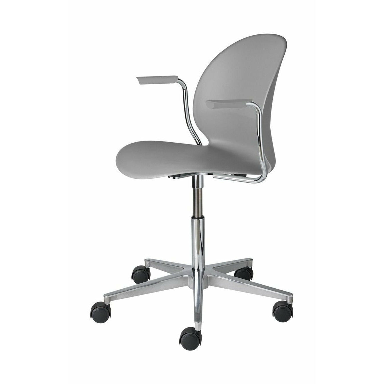 Fritz Hansen N02 Recycle Swivel fauteuil, grijs/gepolijst aluminium