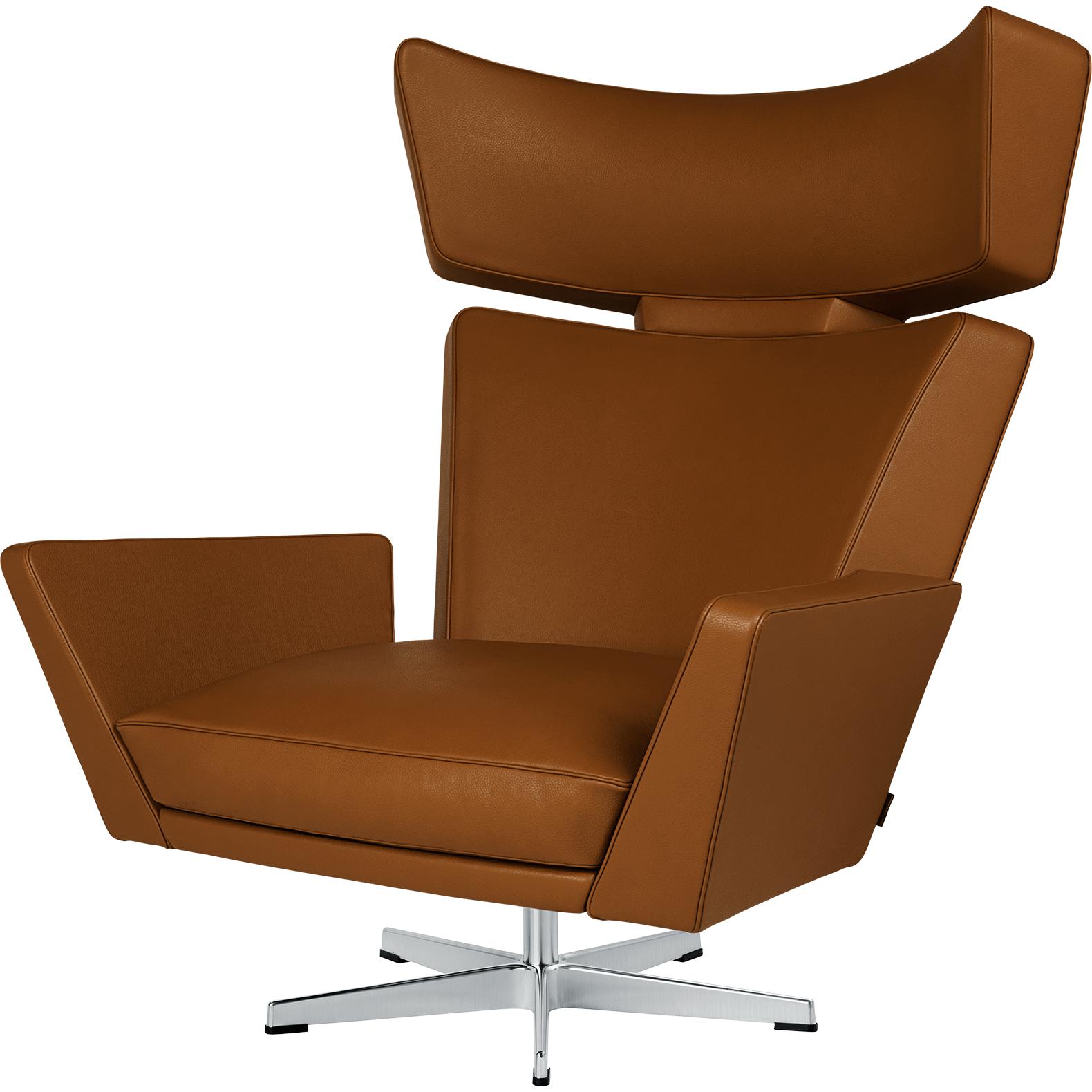 Fritz Hansen Oksen Lounge Chair Aluminium, klassischer Walnuss