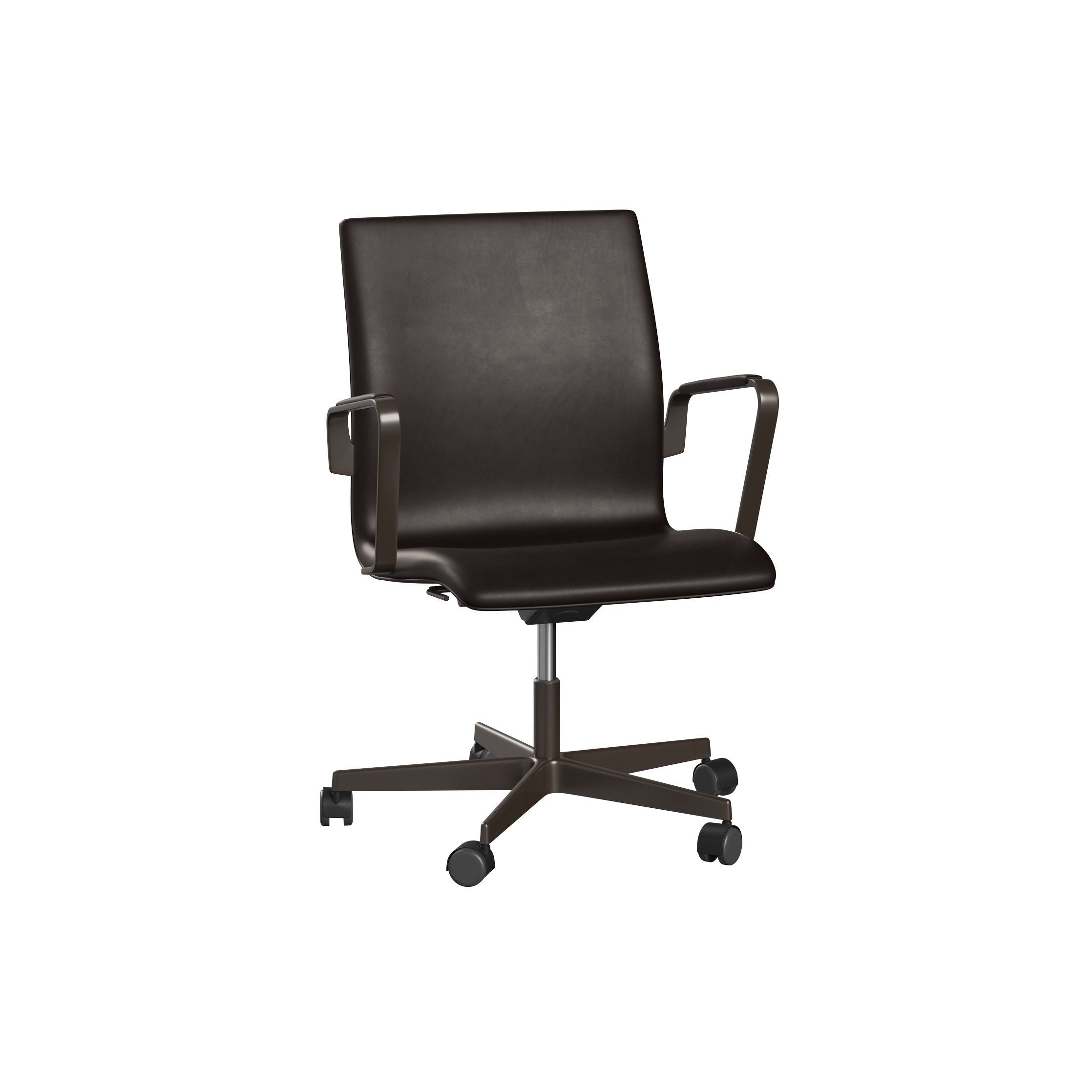 [product_category]-Fritz Hansen Oxford 3291 W Armchair Five Armed Base With Wheels Brown Bronze/Grace, Dark Brown-Fritz Hansen-3291W-ELDBR-BBBASE-FRI-1
