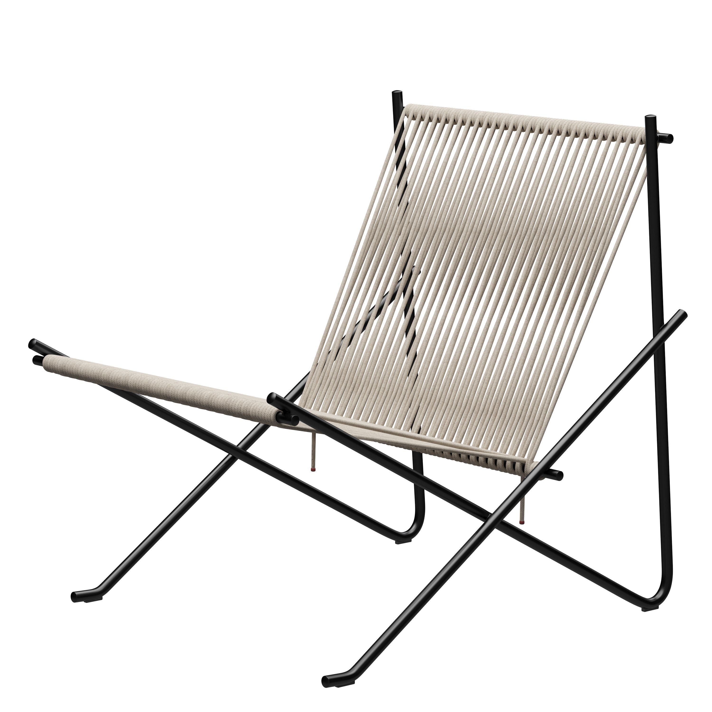 Fritz Hansen PK4 Longe Chair Flag Hayard, Natural/Schwarzer Stahl