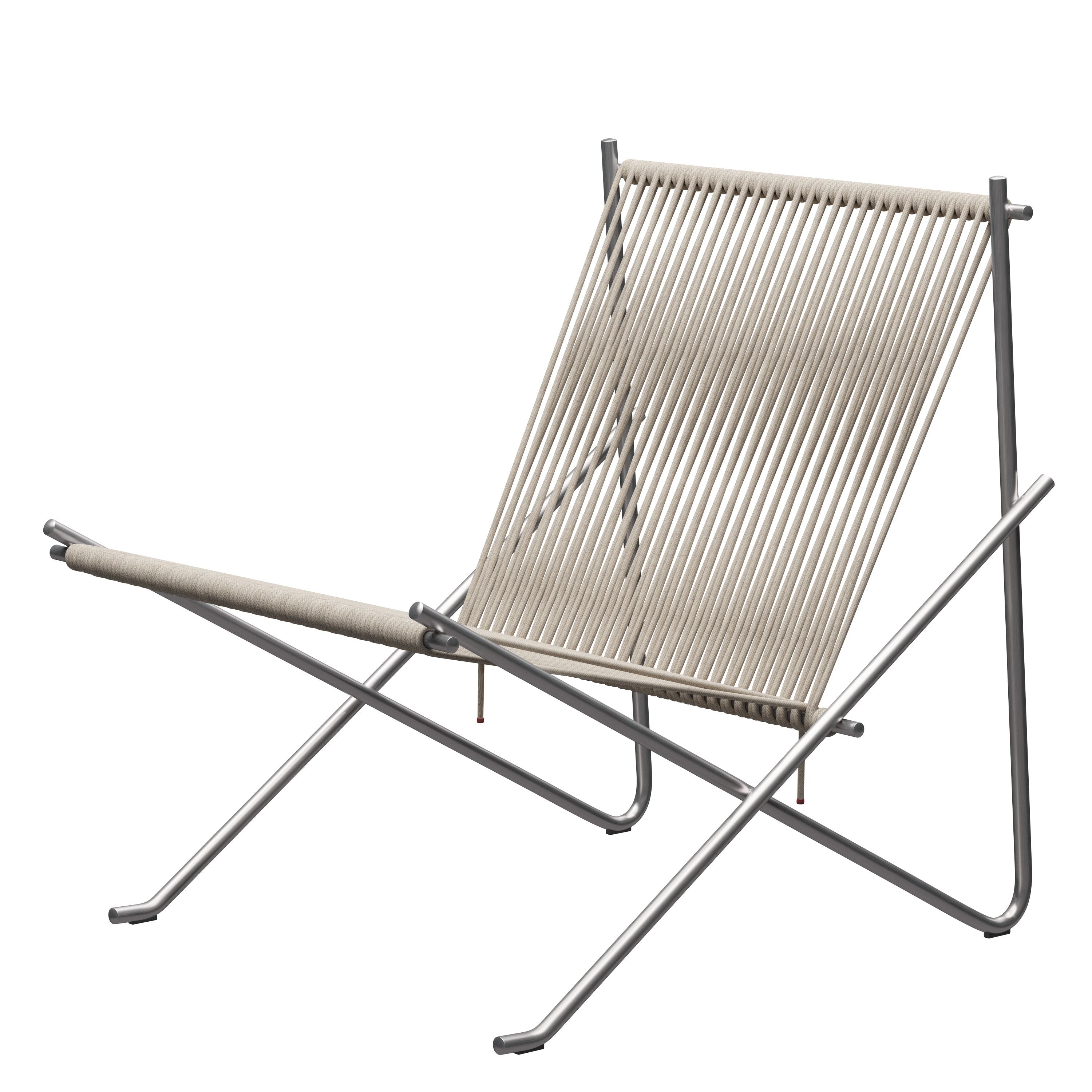 Fritz Hansen Pk4 Longe Chair Flag Hayard, naturel / acier