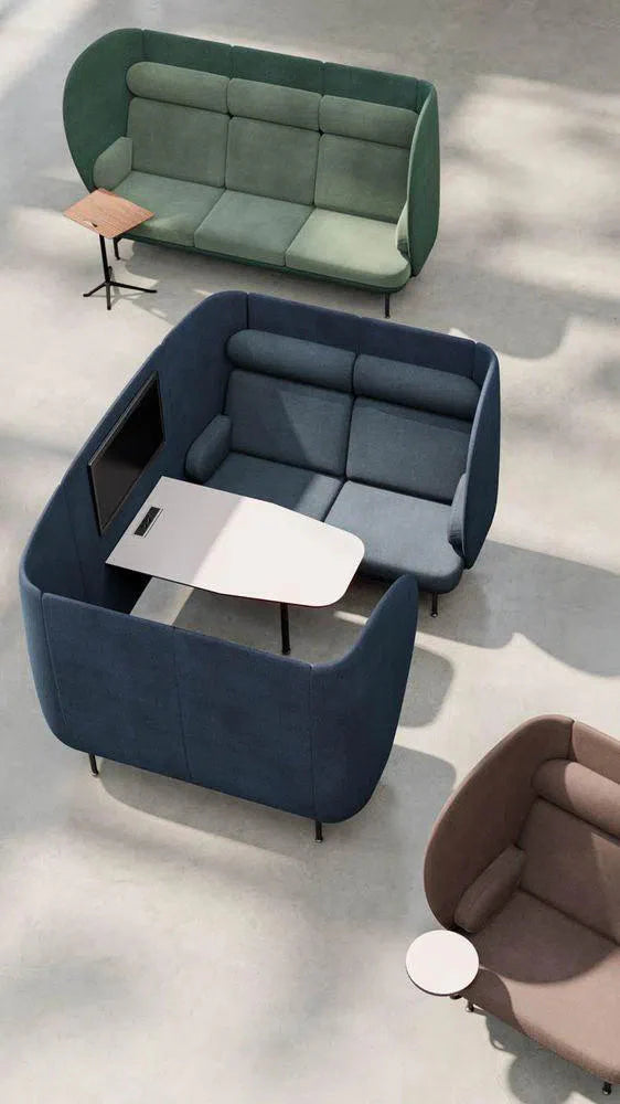 Fritz Hansen Plenum Cabin Sofá de 4 plazas con mesa, amarillo dorado re-lana/safron