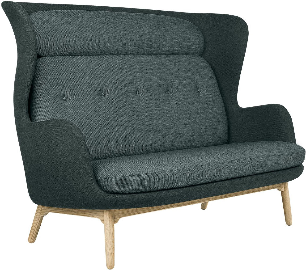 Fritz Hansen Ro Sofá Piernas de madera, Fiord Green