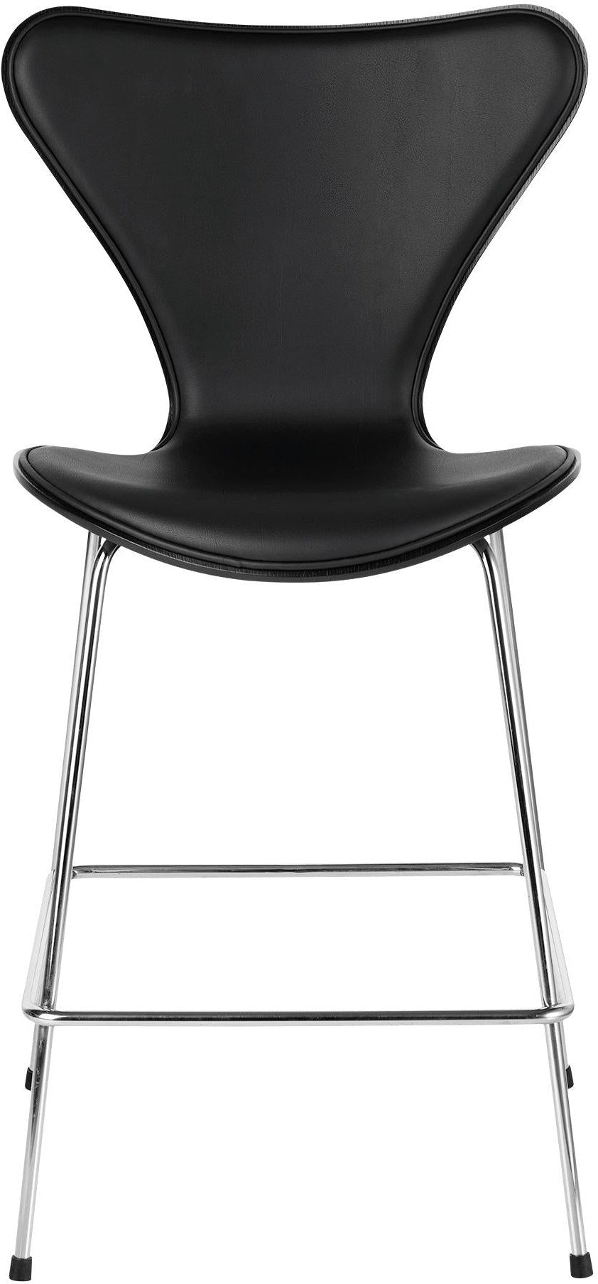 Fritz Hansen Serie 7 chaise de bar revêtement avant cuir 64 cm, noir