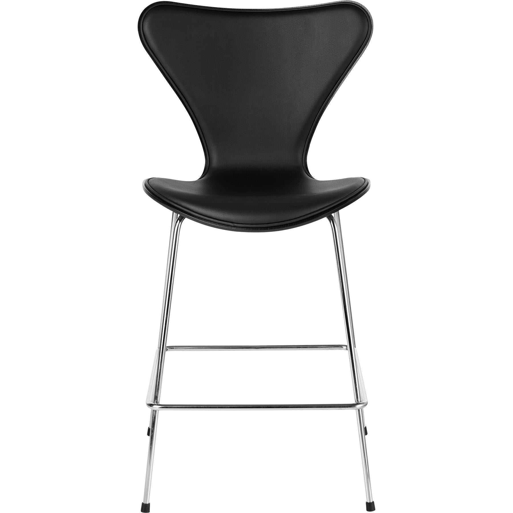 Fritz Hansen Serie 7 Barstol Frontpolstring Læder 64 Cm, Blød Sort