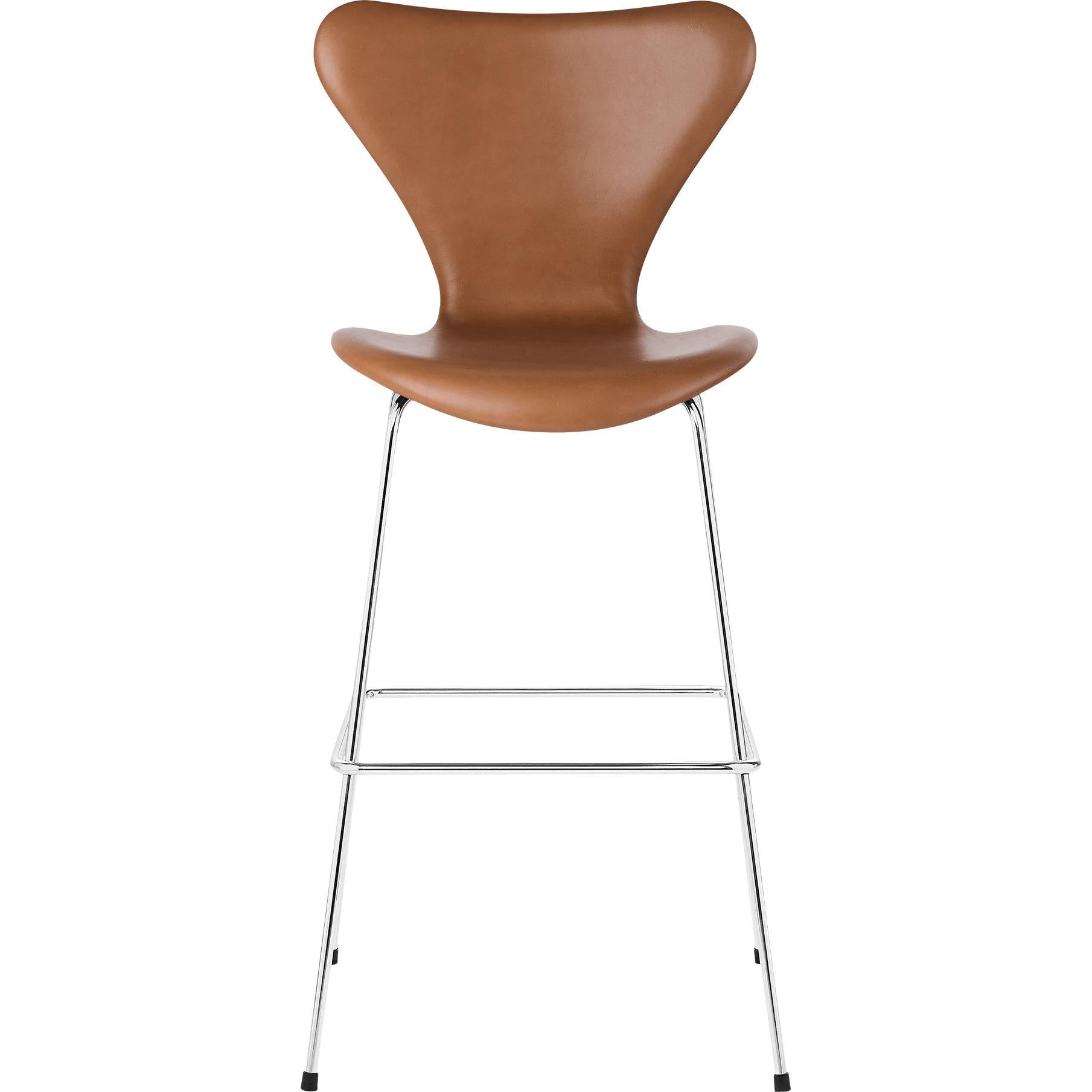 Fritz Hansen Serie 7 Bar Stuhl Full Polsterleder 76 cm, Grace Walnut