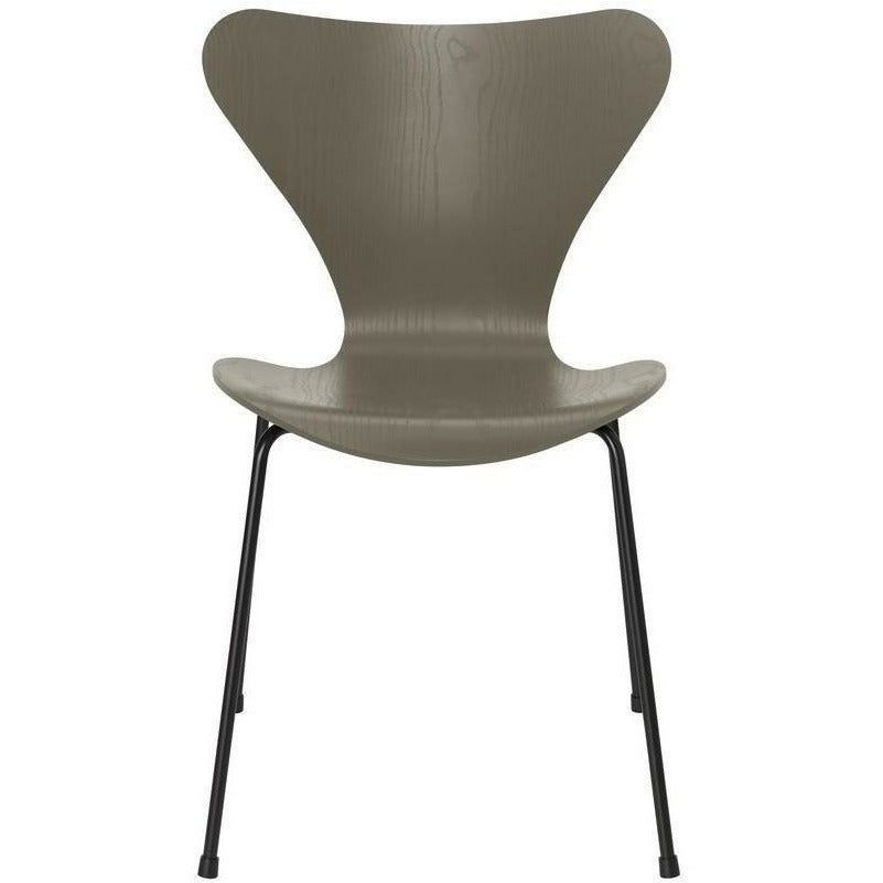 [product_category]-Fritz Hansen Series 7 Chair Colored Ash Olive Green Bowl, Black Base-Fritz Hansen-3107-FARVET-OLIVE-SORT-FRI-1