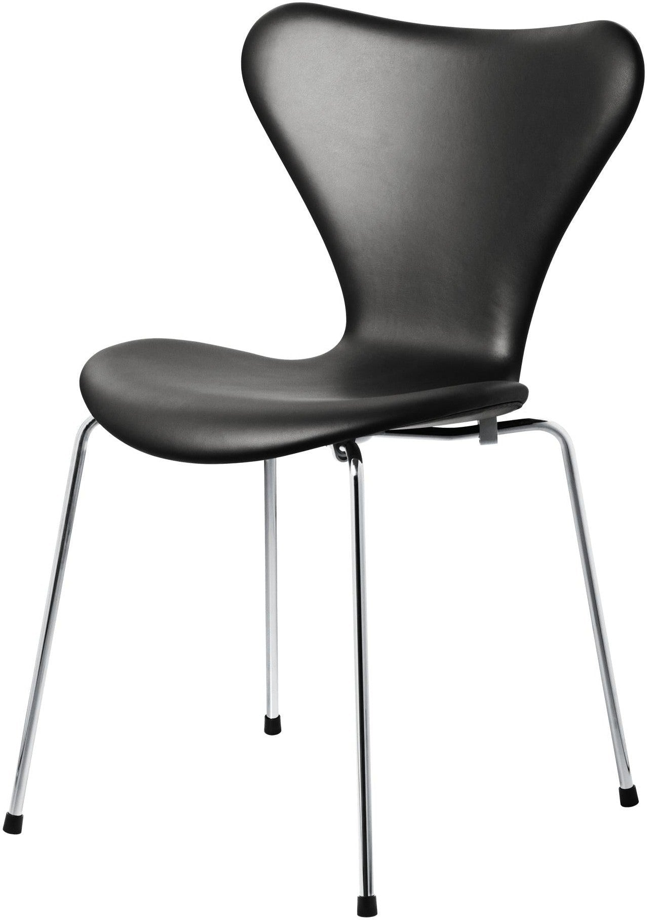 Fritz Hansen Series 7 Silla de cuero de tapicería completa, esencial negro