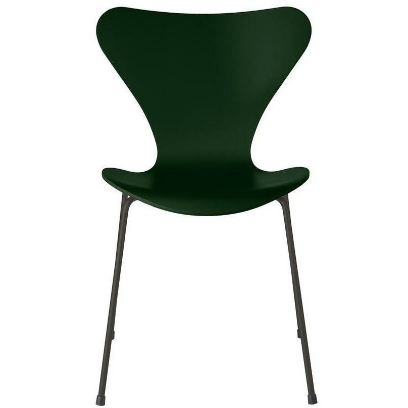 Fritz Hansen Series 7 Chair Lacquered Evergreen Shell, Warm Graphite Base