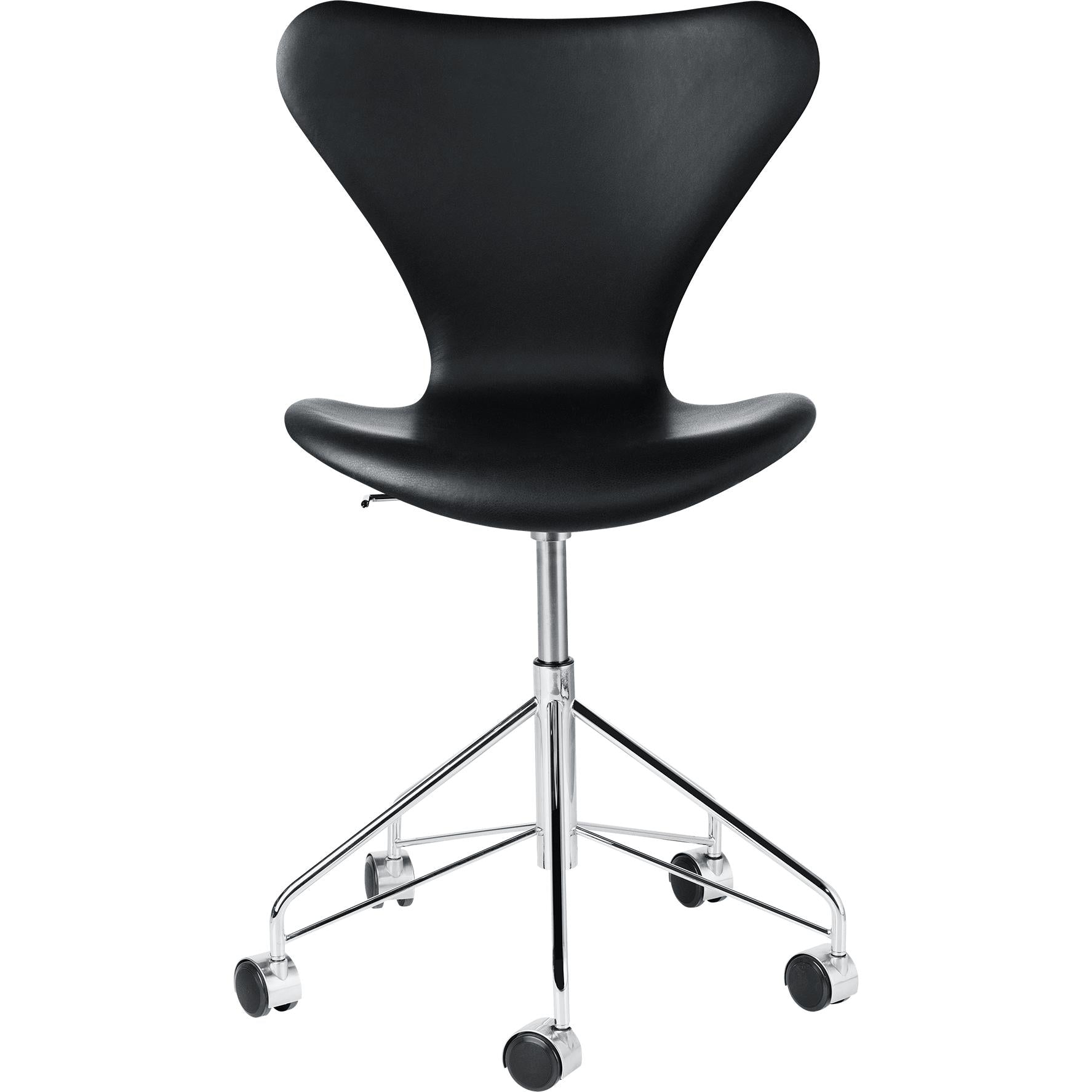 [product_category]-Fritz Hansen Series 7 Chair Swivel Chair Full Upholstery Leather Essential, Black-Fritz Hansen-3117-FulUph-Essential-Black-FRI-1