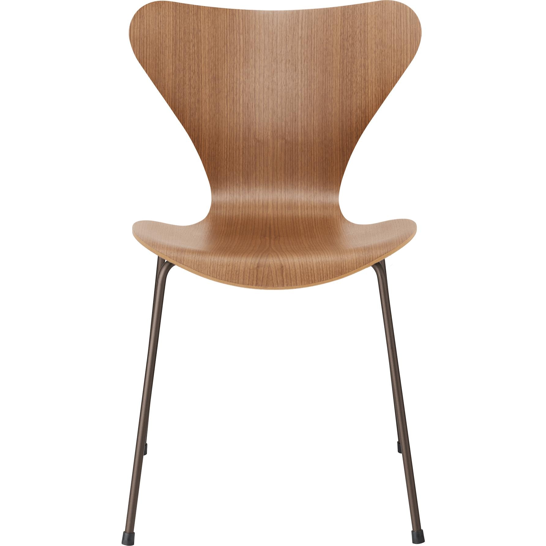 [product_category]-Fritz Hansen Series 7 Chair Veneer Walnut Shell, Brown Bronze Base-Fritz Hansen-3107-Finer-Walnut-Bronze-FRI-1