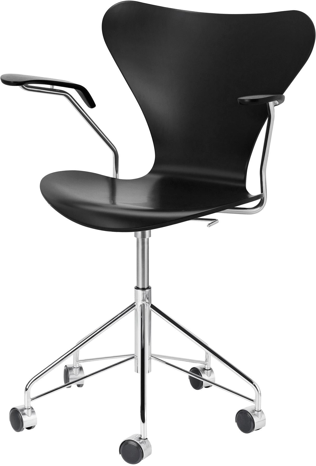 [product_category]-Fritz Hansen Series 7 Swivel Armchair Fully Lacquered, Black-Fritz Hansen-3217-190-FRI-1