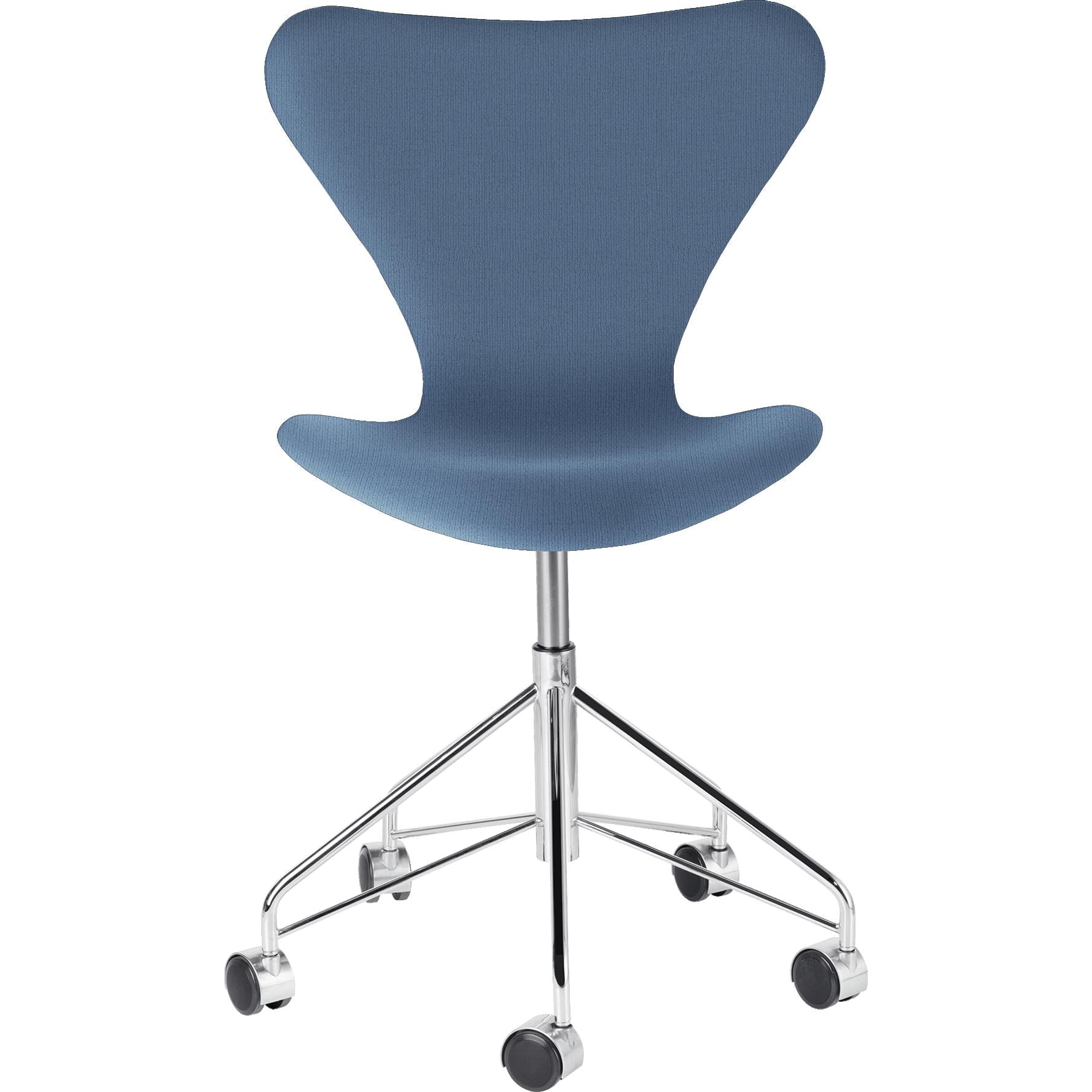 [product_category]-Fritz Hansen Series 7 Swivel Chair Full Upholstery Fabric Christianshavn, Light Blue Uni-Fritz Hansen-3117-FulUph-Chris-1151-FRI-1