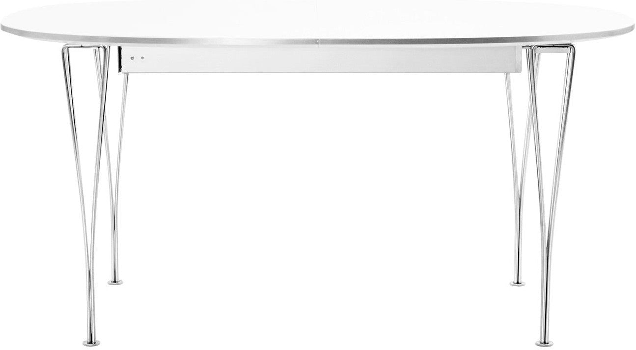 Fritz Hansen Table Extensible Super Ellipse Laquée 120 X180/300 Cm, Stratifié Blanc