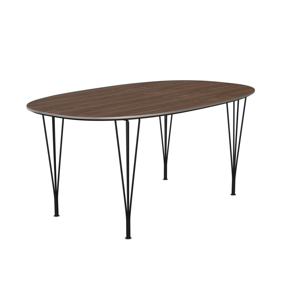 Fritz Hansen Superellipse Mesa de comedor Black/Walnut Napa, 170x100 cm