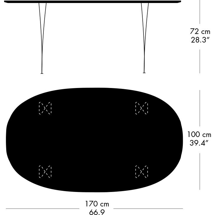 Fritz Hansen Superellipse Dining Table Black/Walnut Veneer, 170x100 cm