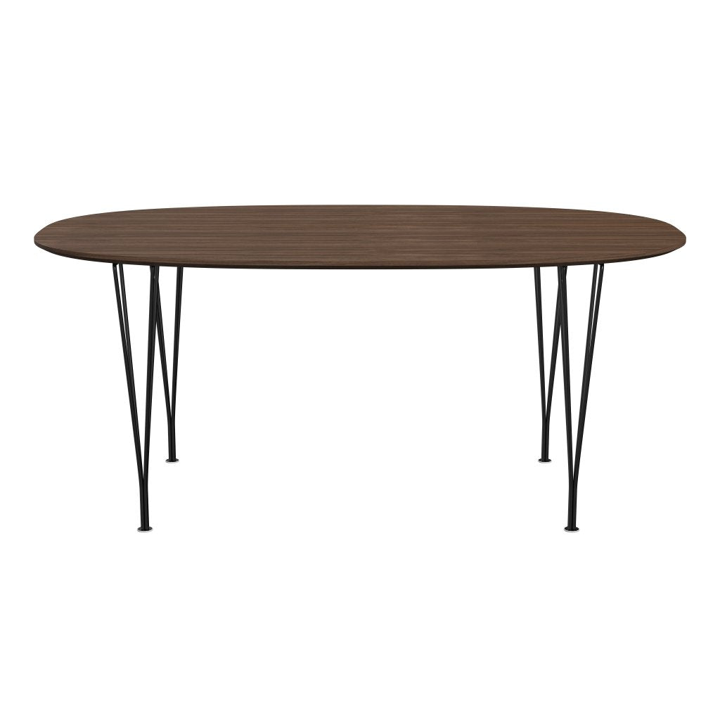 Table à manger Fritz Hansen Superellipse Black / Walnut Lipreer avec bord de table en noyer, 170x100 cm