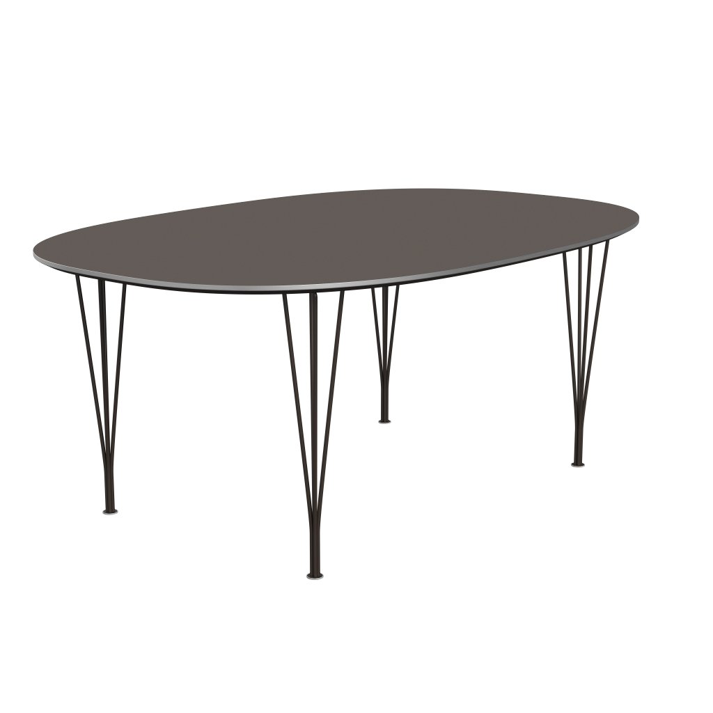 Fritz Hansen Superellipse Mesa de comedor marrón bronce/laminados grises Fenix, 180x120 cm