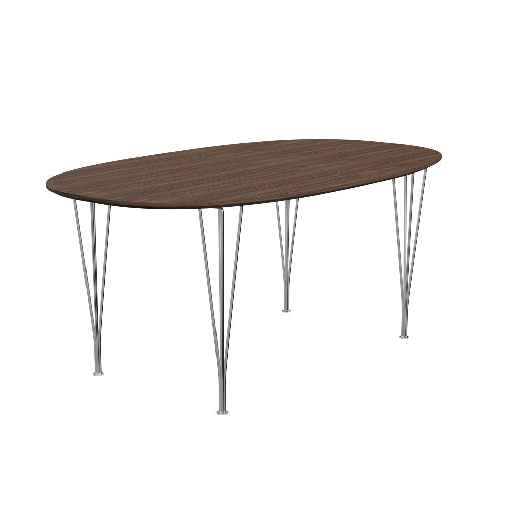 [product_category]-Fritz Hansen Superellipse Dining Table Chrome/Walnut Veneer With Walnut Table Edge, 170x100 Cm-Fritz Hansen-B616-WAL001-WAL001-CST-FRI-2