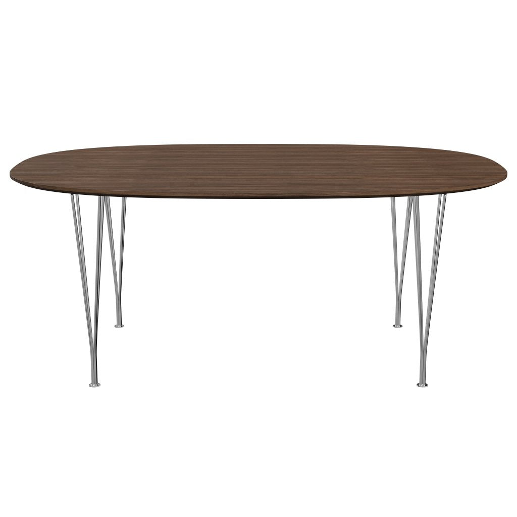 [product_category]-Fritz Hansen Superellipse Dining Table Chrome/Walnut Veneer With Walnut Table Edge, 180x120 Cm-Fritz Hansen-B613-WAL001-WAL001-CST-FRI-1