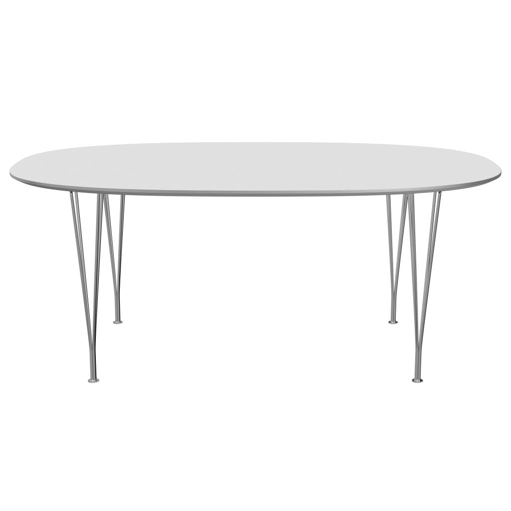 Fritz Hansen Superellipse Dining Table Chrome/White Fenix ​​Laminates, 180x120 cm