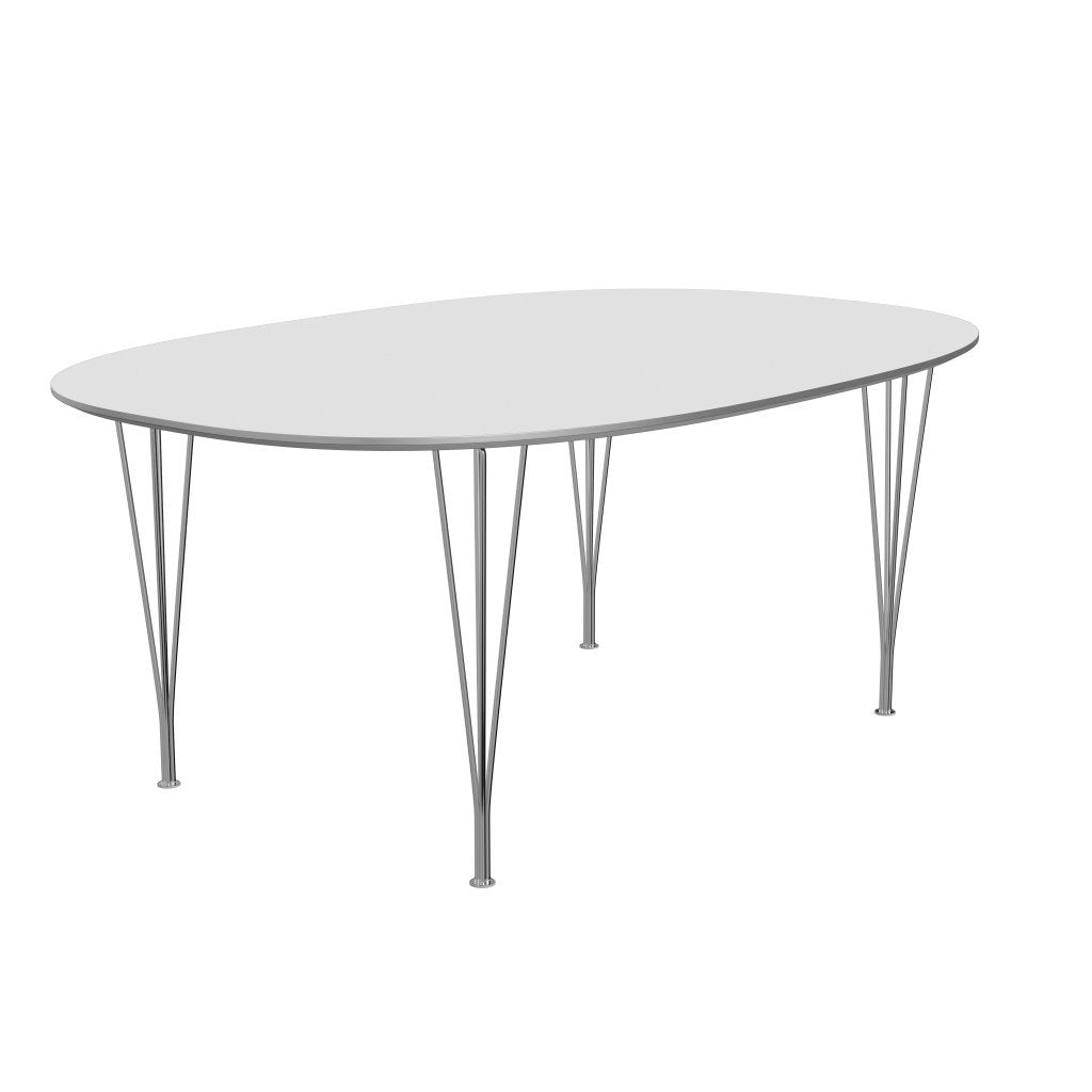 Fritz Hansen Superellipse Dining Table Chrome/White Fenix ​​Laminates, 180x120 cm