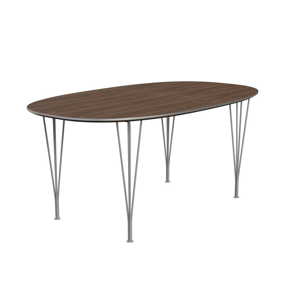 [product_category]-Fritz Hansen Superellipse Dining Table Grey Powder Coated/Walnut Veneer, 170x100 Cm-Fritz Hansen-B616-WAL001-SPAL-GRBA-FRI-2