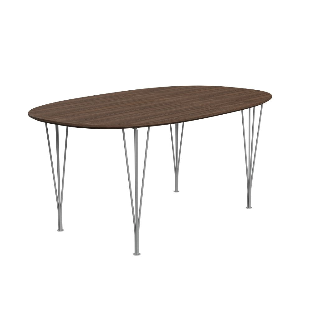 [product_category]-Fritz Hansen Superellipse Dining Table Grey Powder Coated/Walnut Veneer With Walnut Table Edge, 170x100 Cm-Fritz Hansen-B616-WAL001-WAL001-GRBA-FRI-2