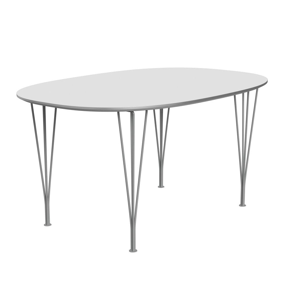 [product_category]-Fritz Hansen Superellipse Dining Table Grey Powder Coated/White Fenix Laminates, 150x100 Cm-Fritz Hansen-B612-FXWHL-SPAL-GRBA-FRI-2