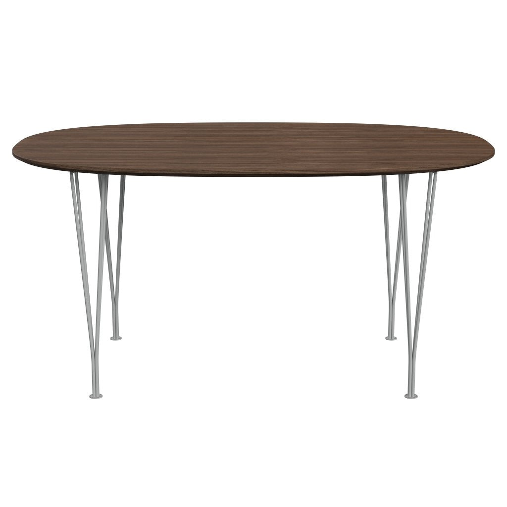 Fritz Hansen Superellipse Dining Table Nine Grey/Walnut Veneer with Walnut Table Edge, 150x100 cm