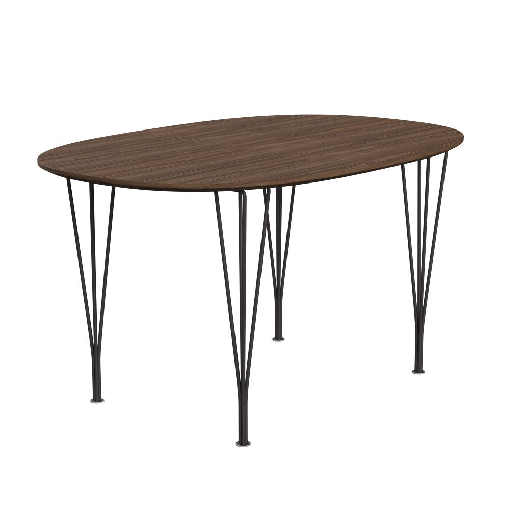 [product_category]-Fritz Hansen Superellipse Dining Table Warm Graphite/Walnut Veneer With Walnut Table Edge, 135x90 Cm-Fritz Hansen-B611-WAL001-WAL001-WARGRA-FRI-2