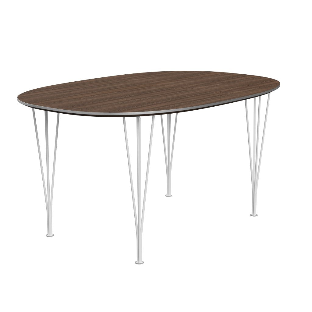 [product_category]-Fritz Hansen Superellipse Dining Table White/Walnut Veneer, 150x100 Cm-Fritz Hansen-B612-WAL001-SPAL-DRWH-FRI-2