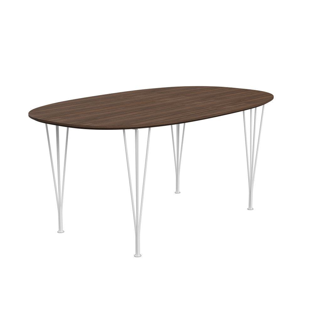 [product_category]-Fritz Hansen Superellipse Dining Table White/Walnut Veneer With Walnut Table Edge, 170x100 Cm-Fritz Hansen-B616-WAL001-WAL001-DRWH-FRI-2