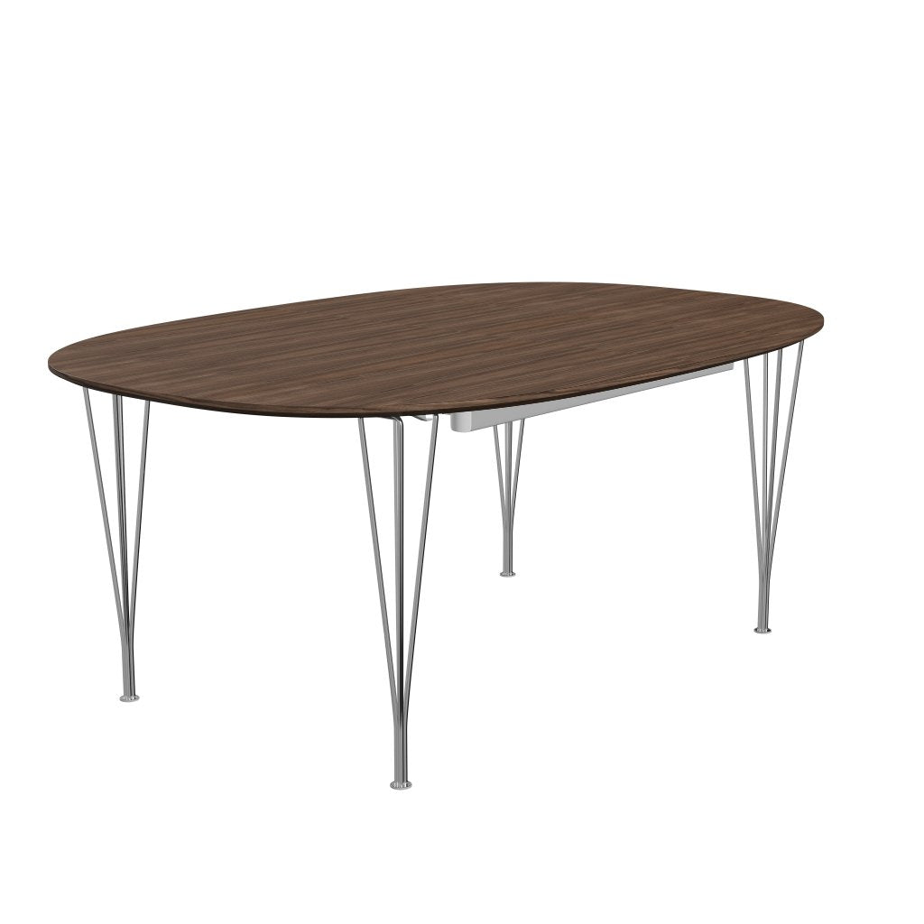 [product_category]-Fritz Hansen Superellipse Extendable Table Chrome/Walnut Veneer With Walnut Table Edge, 300x120 Cm-Fritz Hansen-B619-WAL001-WAL001-CST-FRI-2