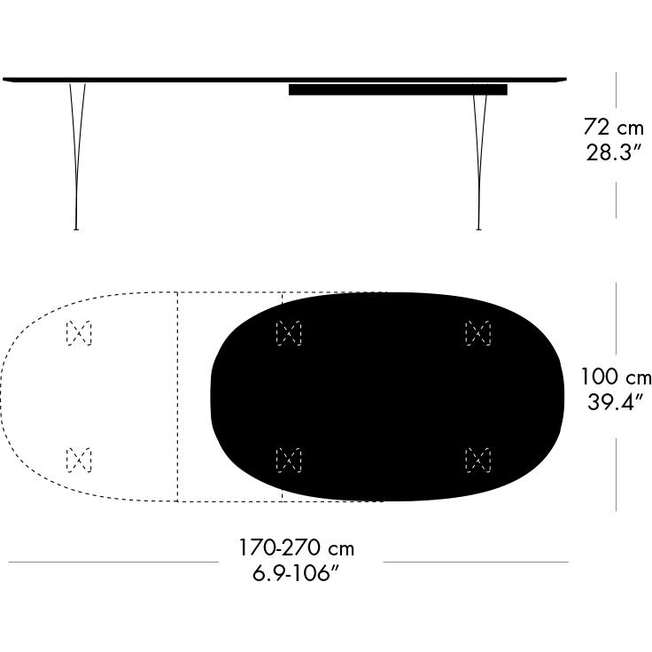 [product_category]-Fritz Hansen Superellipse Extendable Table White/Walnut Veneer With Walnut Table Edge, 270x100 Cm-Fritz Hansen-B620-WAL001-WAL001-DRWH-FRI-5