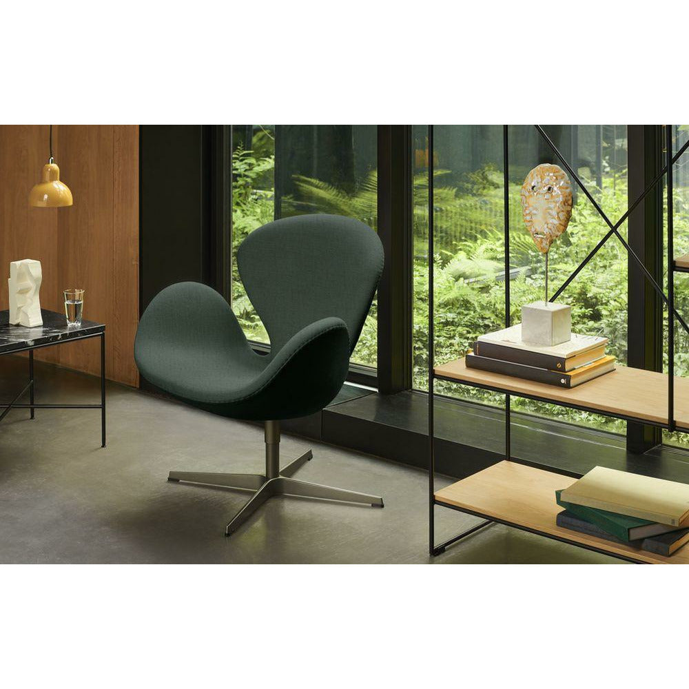 Fritz Hansen Svanen Lounge Stuhl Leder, schwarz/essentiell dunkelbraun