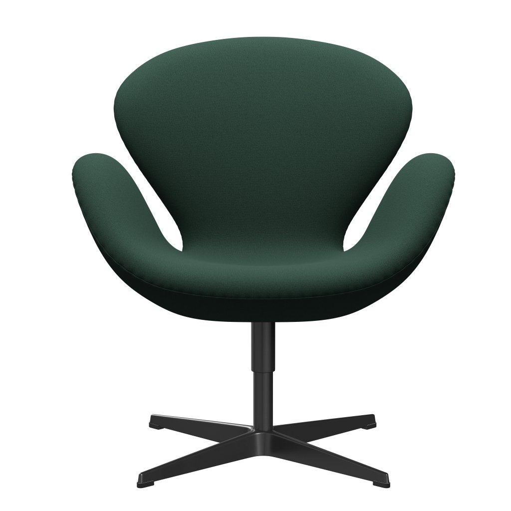 [product_category]-Fritz Hansen Swan Lounge Chair, Black Lacquered/Christianshavn Dark Green Uni-Fritz Hansen-3320-CH1160-BLLA-FRI-1