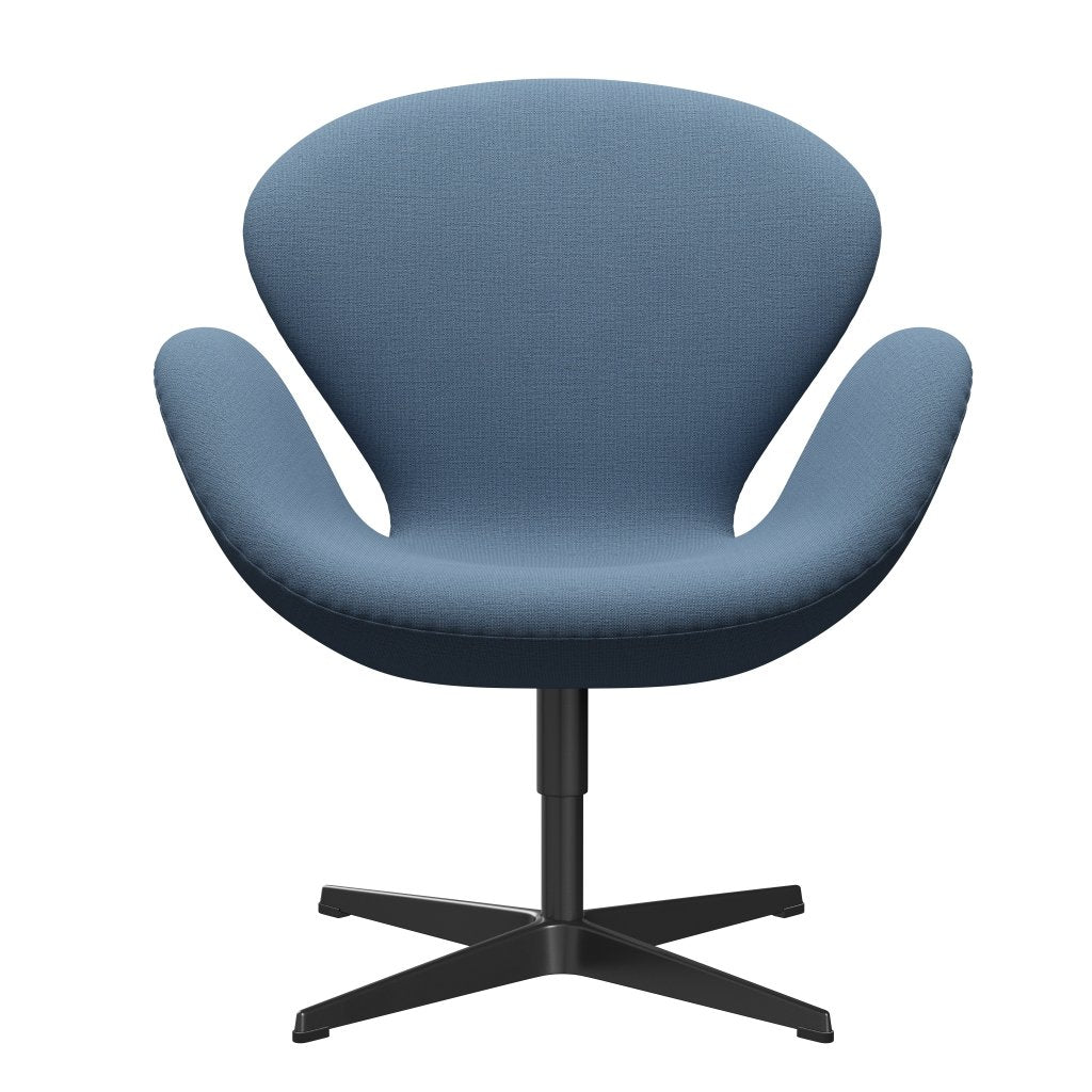 [product_category]-Fritz Hansen Swan Lounge Chair, Black Lacquered/Christianshavn Light Blue-Fritz Hansen-3320-CH1152-BLLA-FRI-1