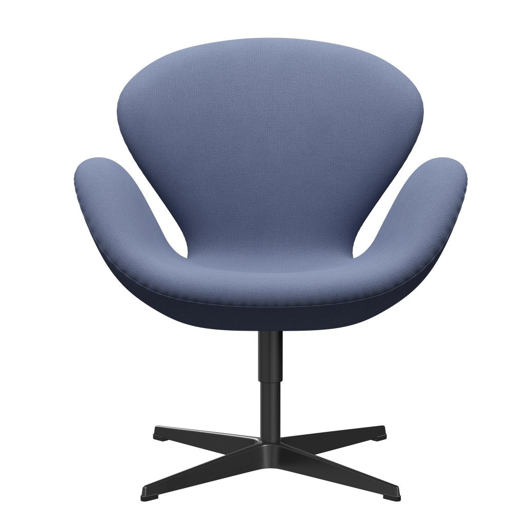 [product_category]-Fritz Hansen Swan Lounge Chair, Black Lacquered/Christianshavn Light Blue Uni-Fritz Hansen-3320-CH1151-BLLA-FRI-1