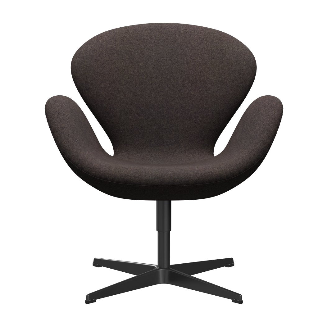 [product_category]-Fritz Hansen Swan Lounge Chair, Black Lacquered/Divina Md Chocolate-Fritz Hansen-3320-DMD353-BLLA-FRI-1