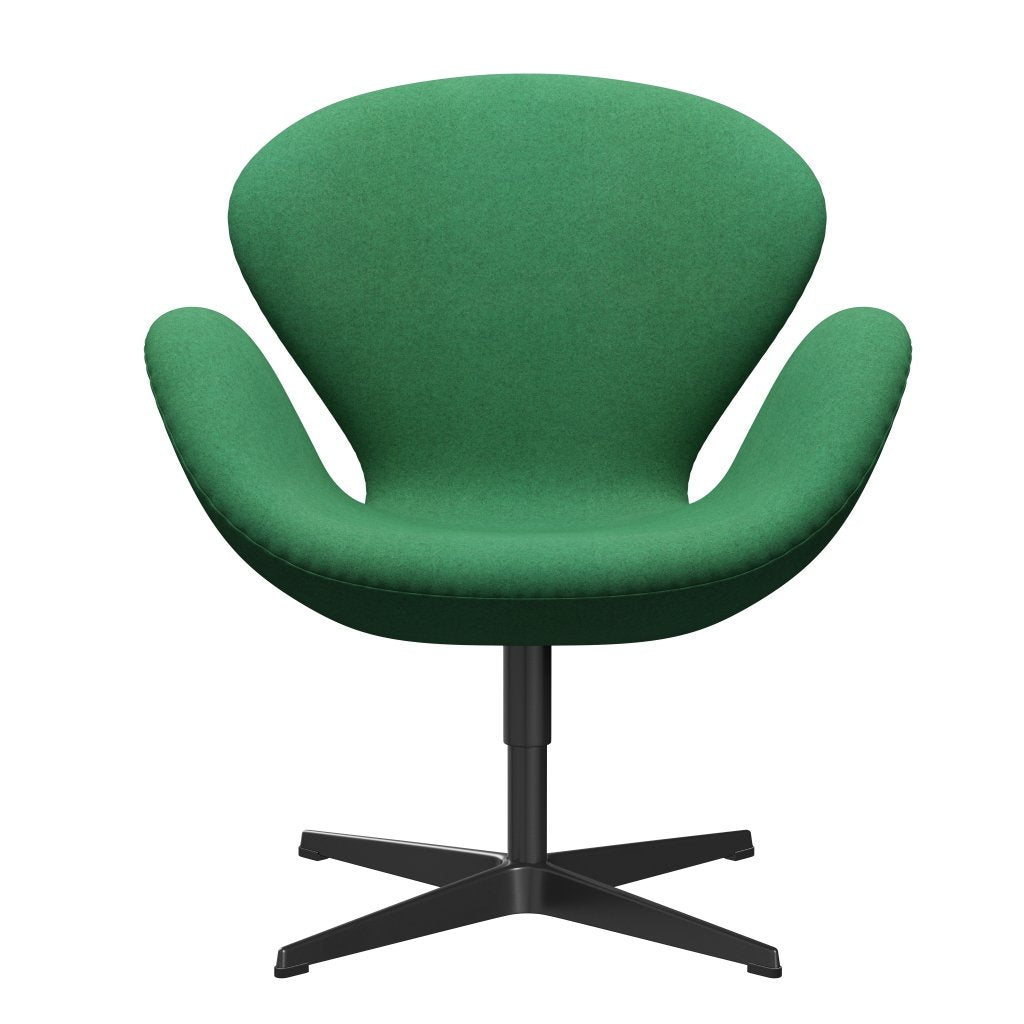 [product_category]-Fritz Hansen Swan Lounge Chair, Black Lacquered/Divina Melange Green-Fritz Hansen-3320-DIM937-BLLA-FRI-1