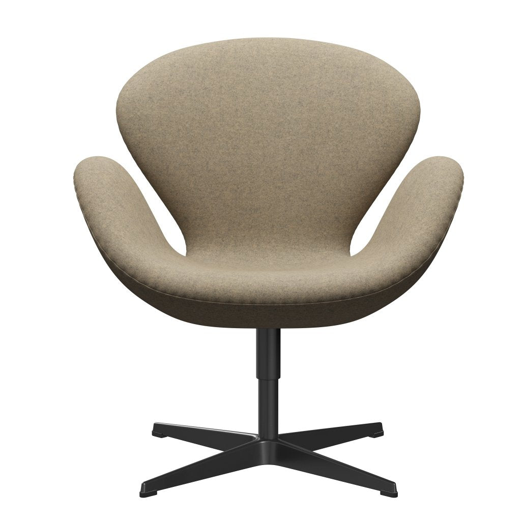 [product_category]-Fritz Hansen Swan Lounge Chair, Black Lacquered/Divina Melange Grey Sand-Fritz Hansen-3320-DIM237-BLLA-FRI-1