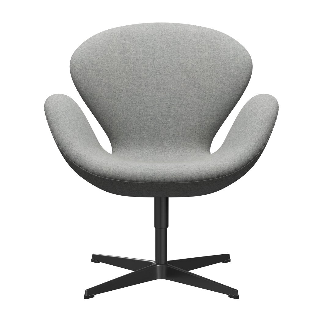 Fritz Hansen Swan Lounge Chair, Black Lacquered / Divina Melange Grey clair