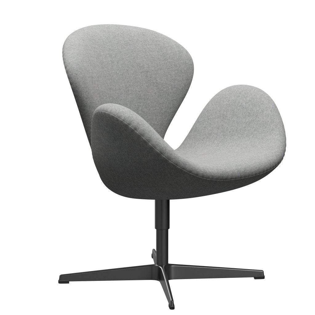 Sillón de cisne Fritz Hansen, lacado negro/divina melange gris claro