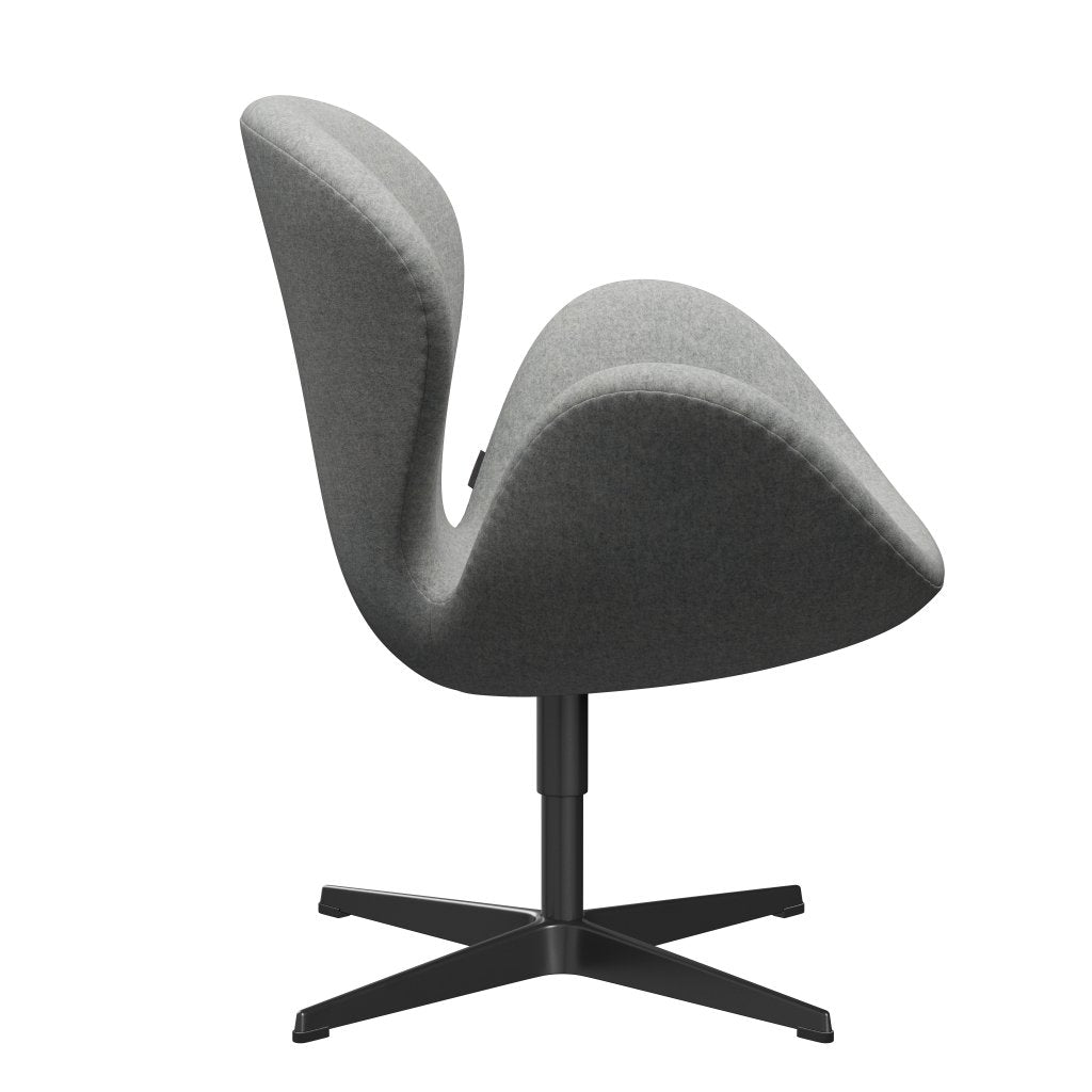 Fritz Hansen Swan Lounge Chair, Black Lacquered/Divina Melange Light Grey