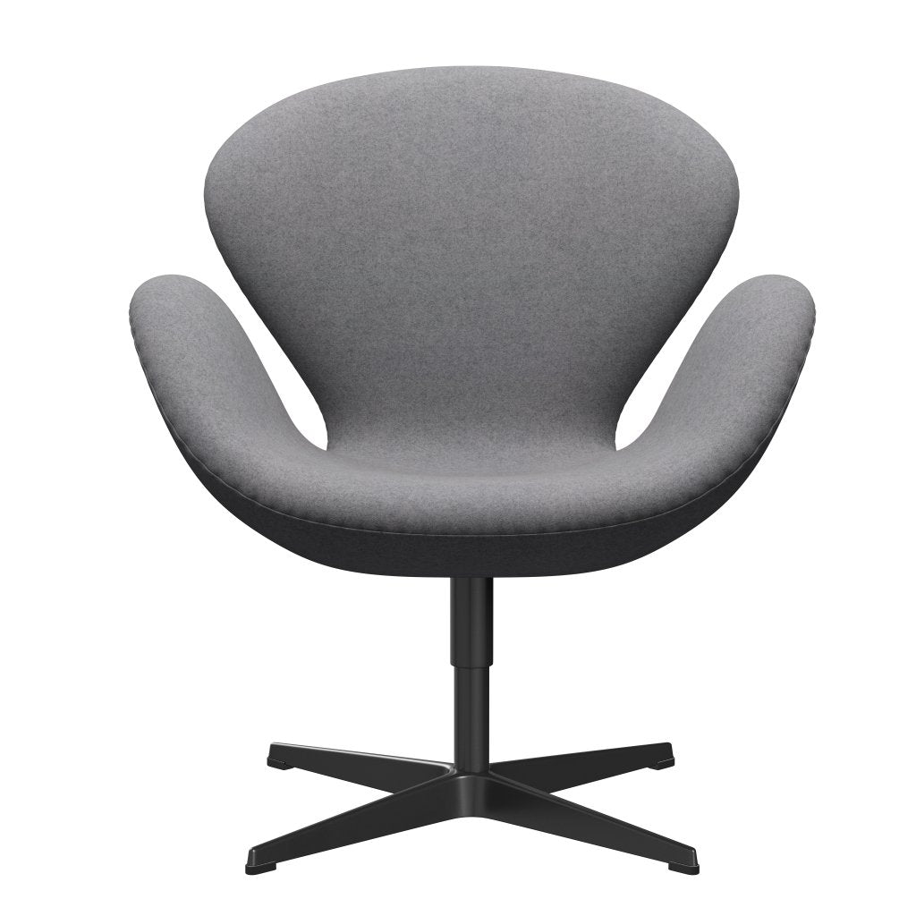 [product_category]-Fritz Hansen Swan Lounge Chair, Black Lacquered/Divina Melange Stone Grey-Fritz Hansen-3320-DIM147-BLLA-FRI-1